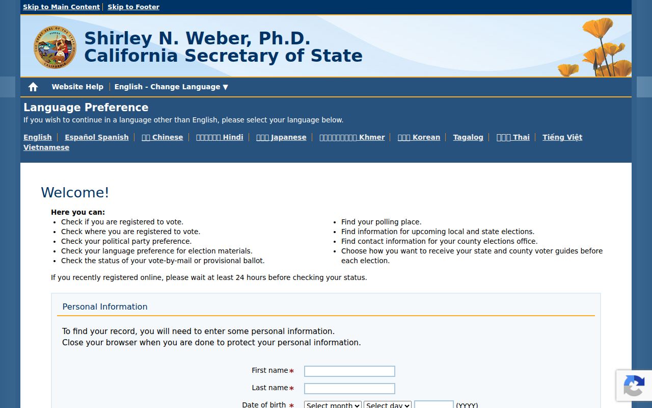Jurupa Valley residents directory California voter status form