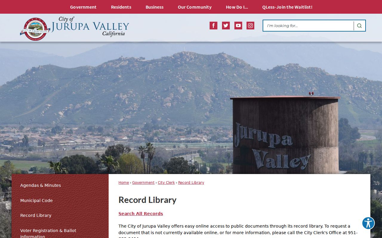 Jurupa Valley residents directory city Record Library search