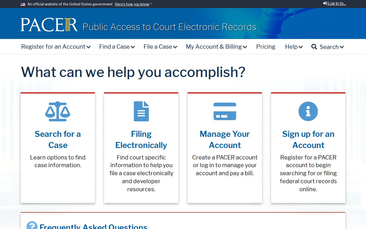 Jurupa Valley resident lookup view of PACER federal court records