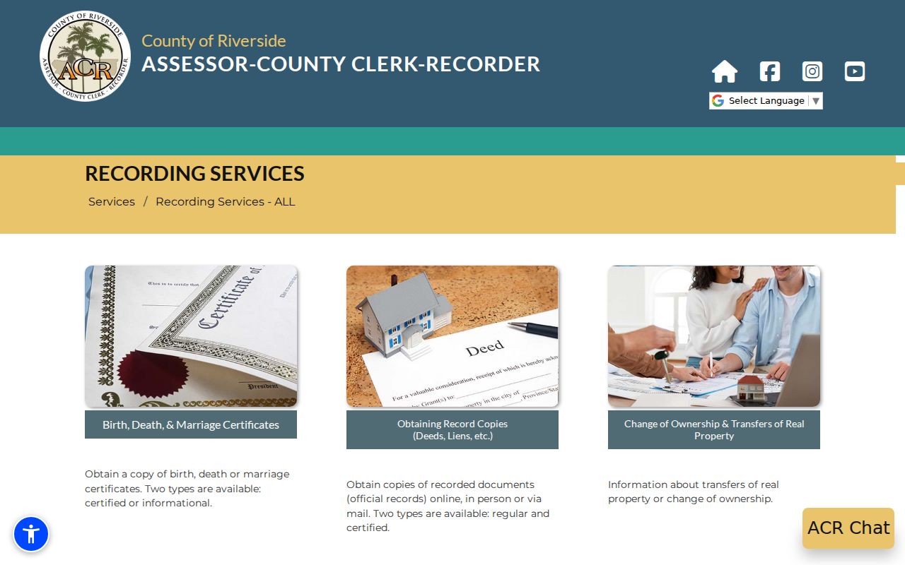 Jurupa Valley street directory Riverside County recording services